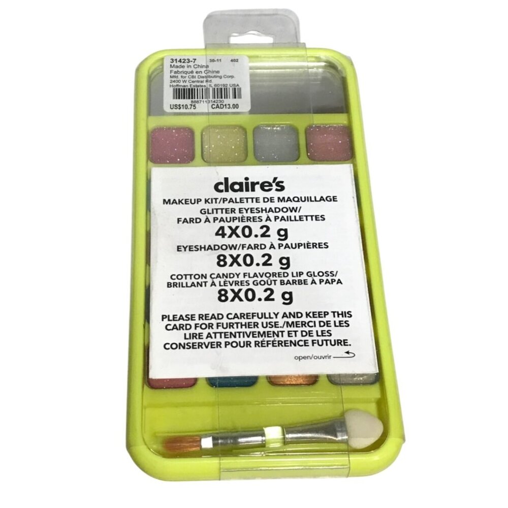 Claires Eyeshadow Lip Gloss Makeup Palette 8 Lipgloss 8 Eyeshadow 4 Glitter Eyes